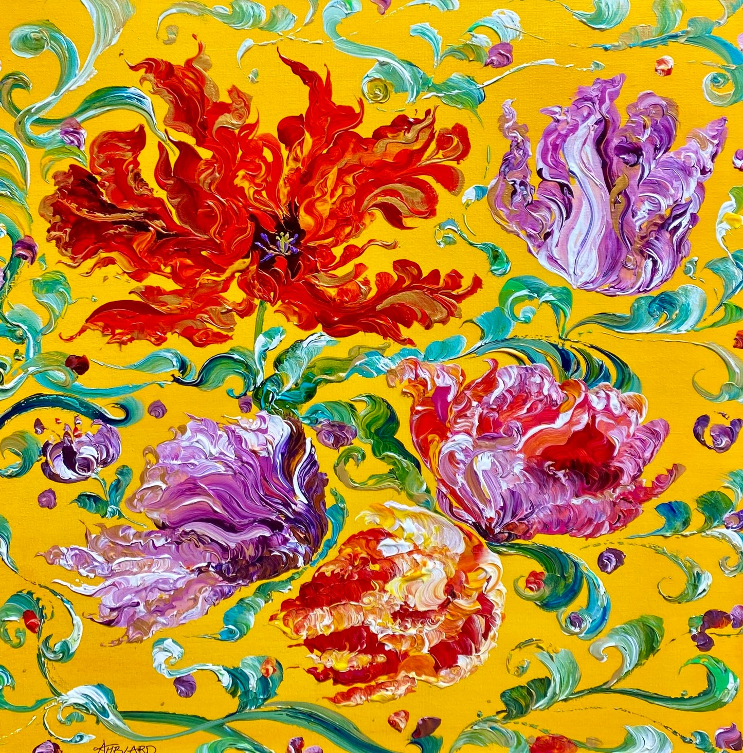 La grande tulipe rouge et les 4 belles