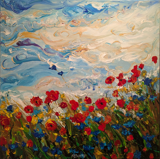 Poppies and clouds
