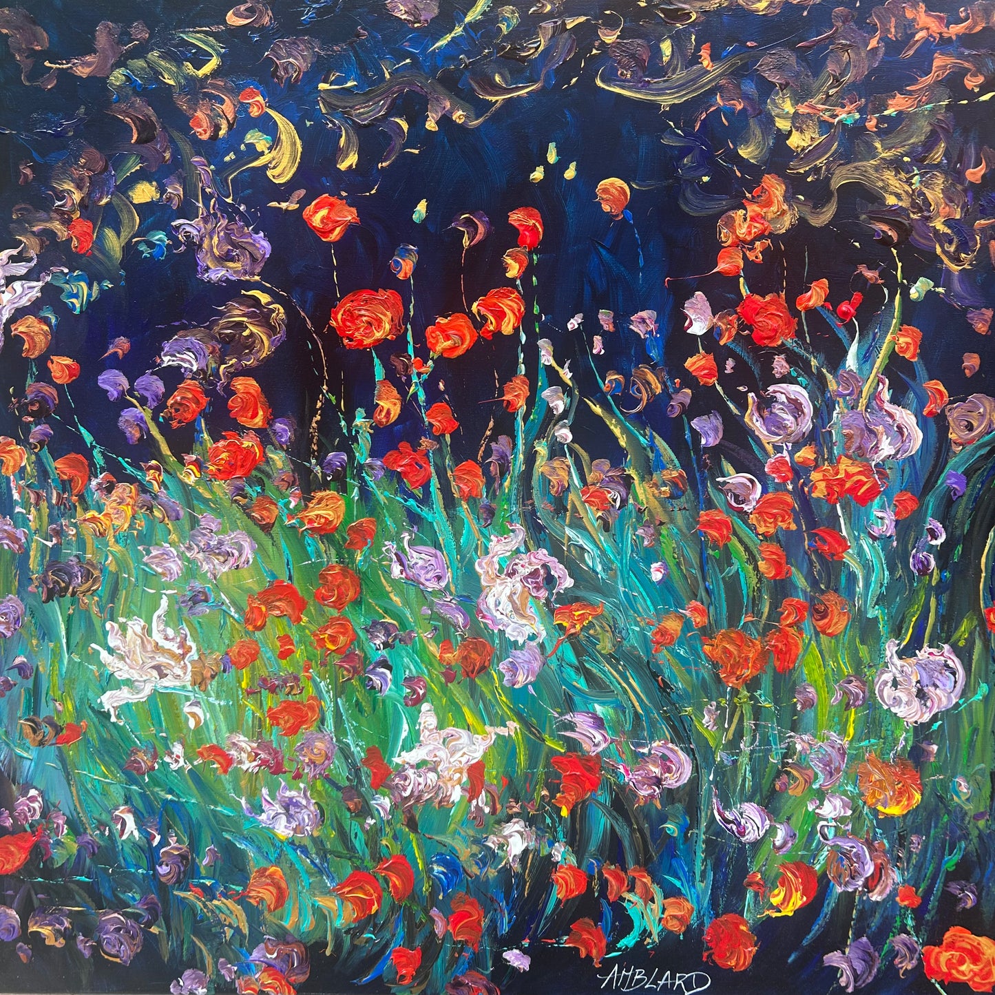 Tulips and poppies in the enchanted garden