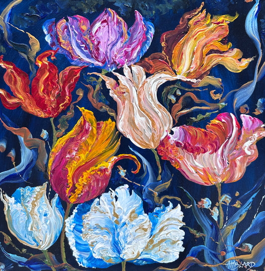 Tulips in the blue sky