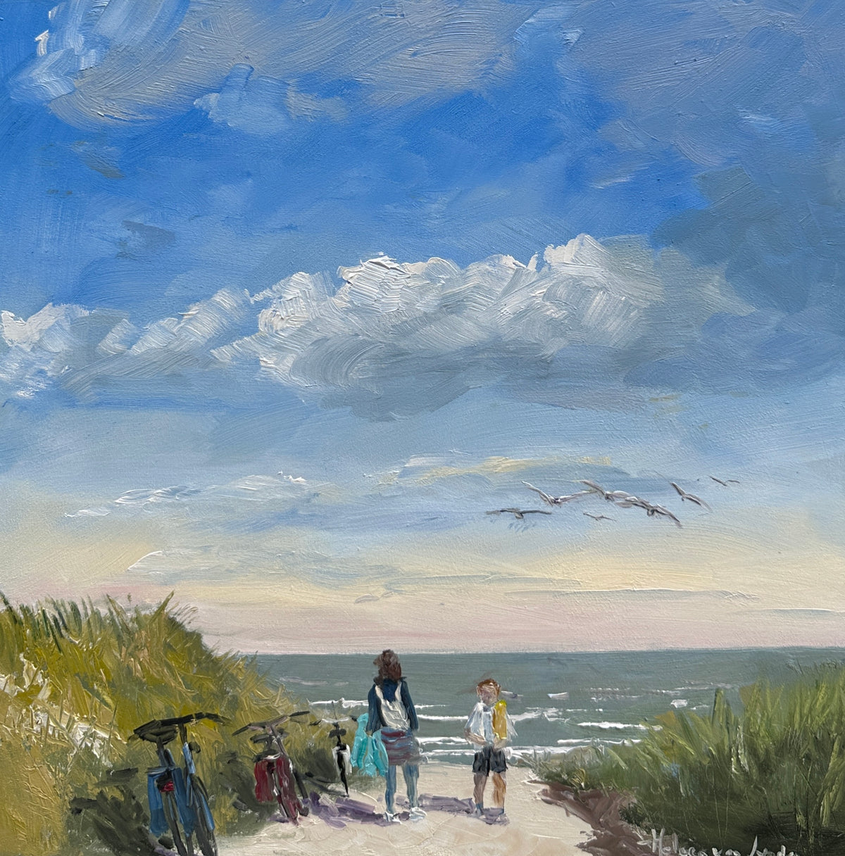 Met de fiets naar strand