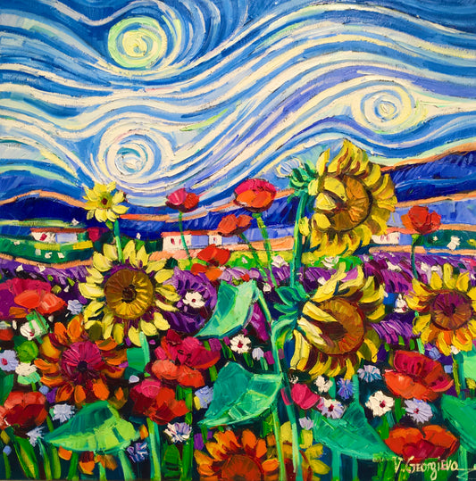 Summer fields under Gogh sky