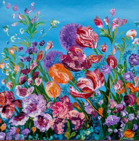 Tulipes, iris et fleurs printanières