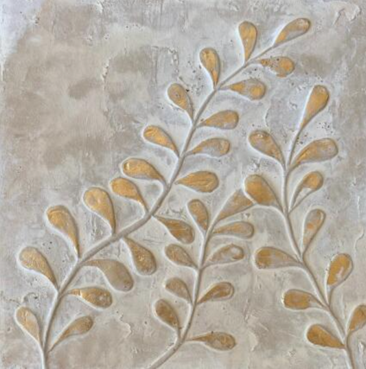 Fougères dorées sur fond beige